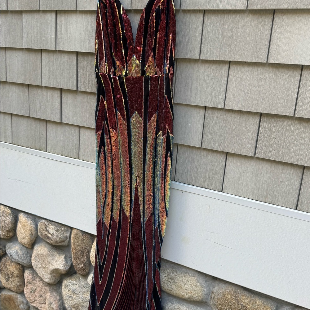 Elegant Multicolor Geometric Maxi Dress - Picture 3 of 5